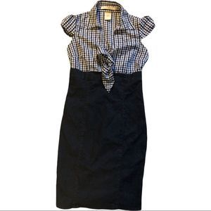 Boom boom jeans pin up inspired dress half plaidHalf black denim